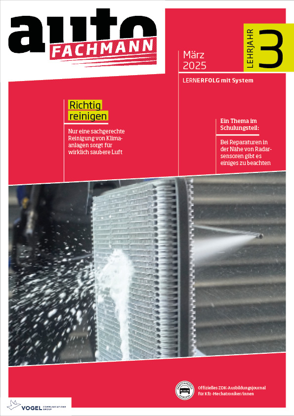 autoFACHMANN 08/2025 Lehrjahr 3 Titelseite Magazin autoFACHMAN März 2025 3. Lehrjahr