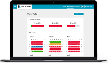 Monitor autoKAUFMANN digitales Berichtsheft