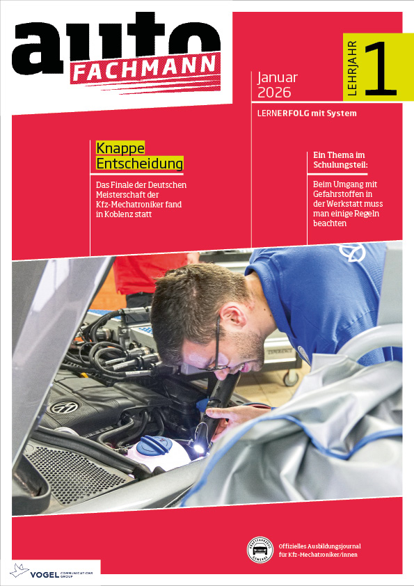 autoFACHMANN 6/2026 Lehrjahr 1 Titelseite Magazin autoFACHMANN Januar 2026 1. Lehrjahr