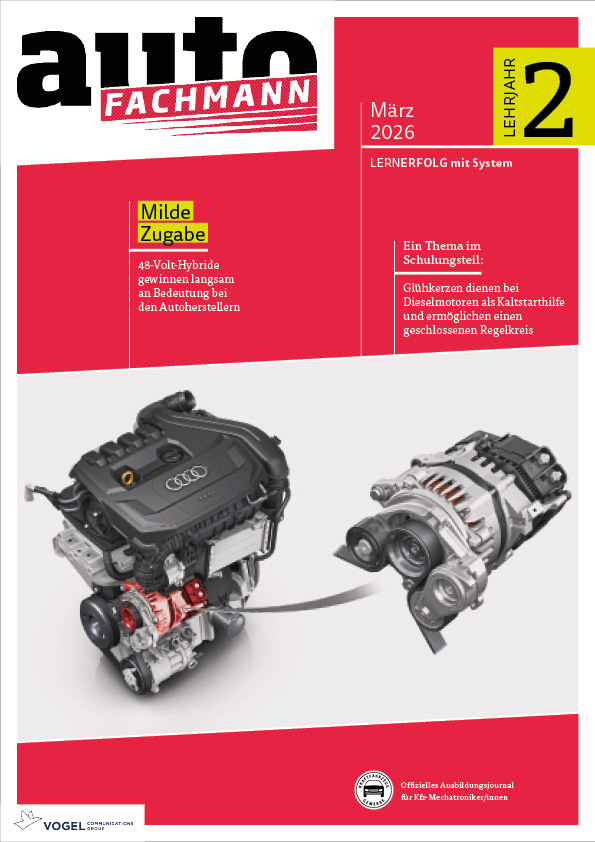 autoFACHMANN 8/2026 Lehrjahr 2 Titelseite Magazin autoFACHMAN März 2026 2. Lehrjahr