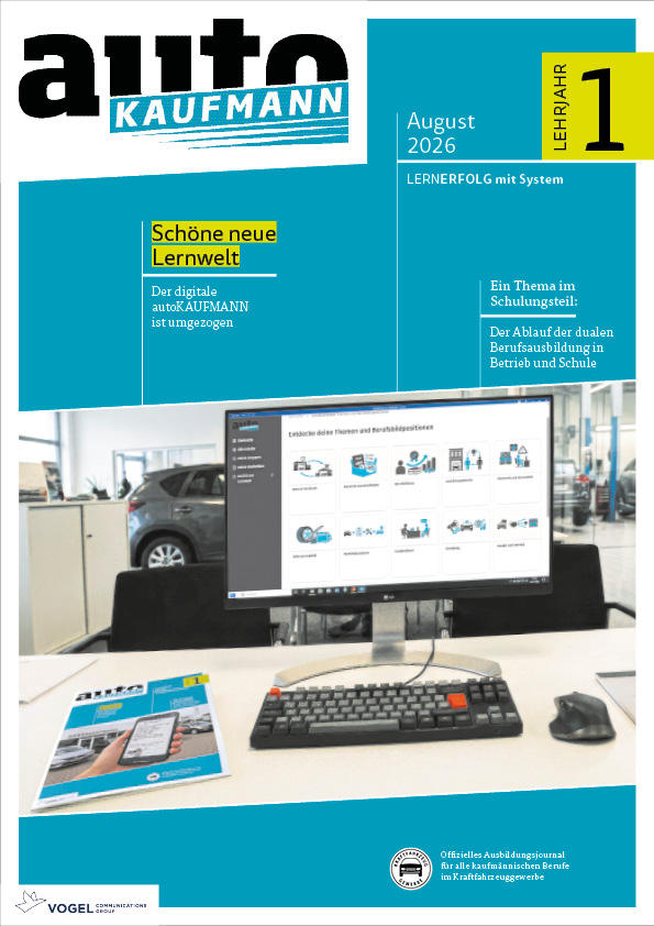 autoKAUFMANN 1/2026 Lehrjahr 1 Titelseite Magazin autoKAUFMANN August 2026 1. Lehrjahr