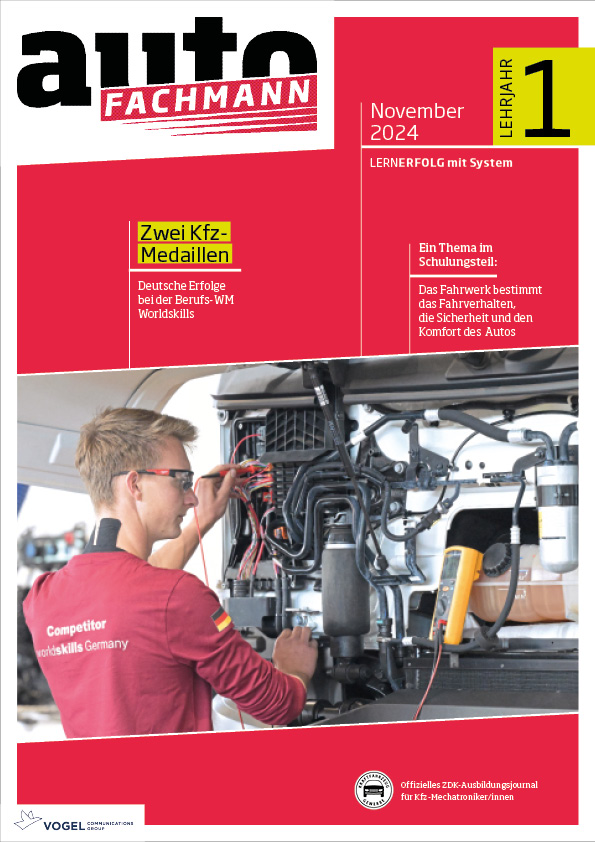 autoFACHMANN 04/2024 Lehrjahr 1 Titelseite Magazin autoFACHMANN November 2024 1. Lehrjahr