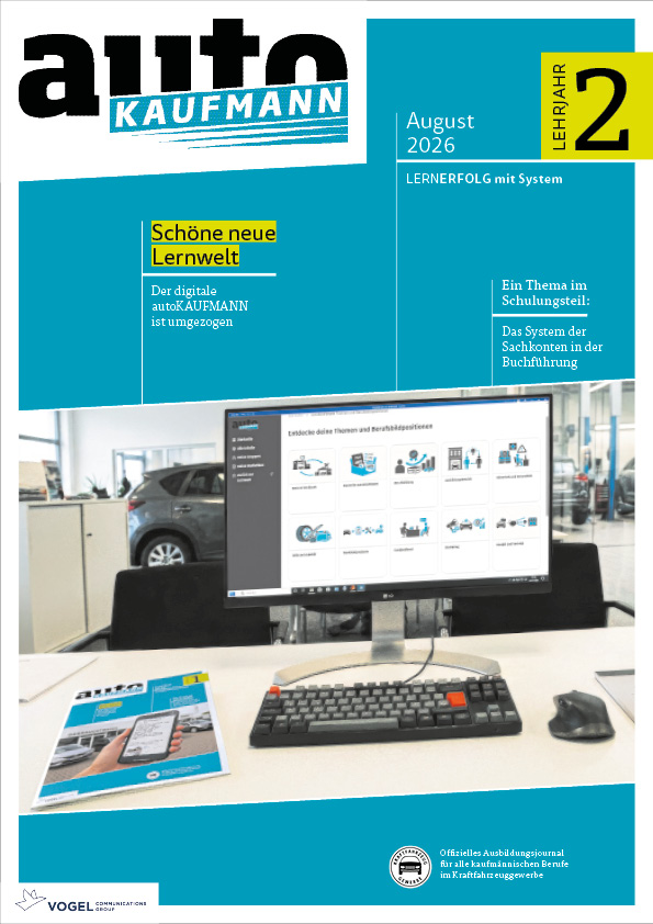 Titelseite Magazin autoKAUFMANN August 2026 2. Lehrjahr