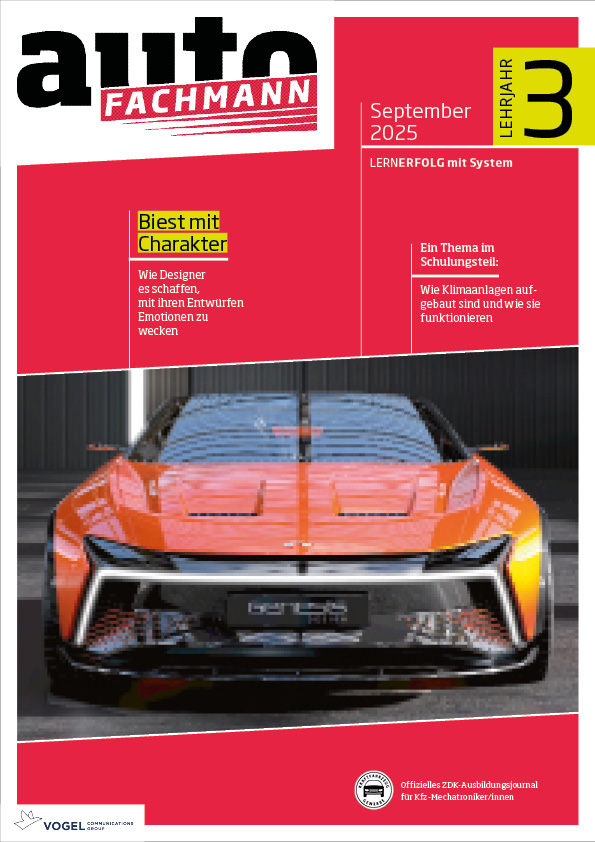autoFACHMANN Titelseite September 2025, 3. Lehrjahr Magazin autoFACHMANN Titelseite September 2025, 3. Lehrjahr