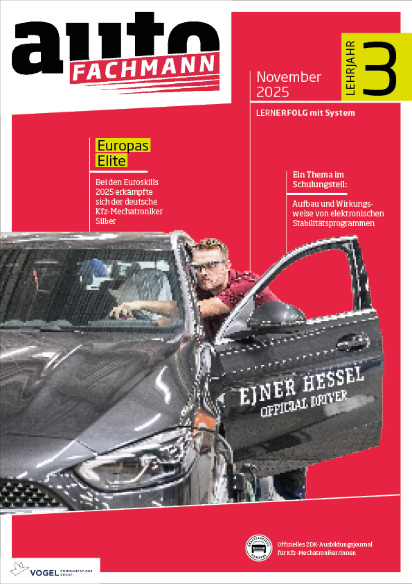 Titelseite Magazin autoFACHMANN, November 2025, 3. Lehrjahr