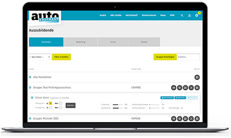 Monitor autoKAUFMANN E-Learning Azubiübersicht