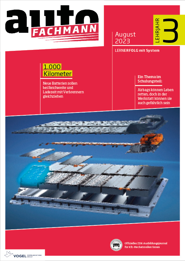 autoFACHMANN 1/2023 Lehrjahr 3 Titelseite Magazin autoFACHMANN September 2023 3. Lehrjahr
