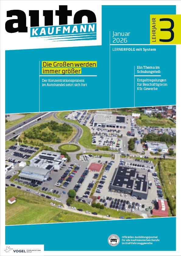 autoKAUFMANN 6/2026 Lehrjahr 3 Titelseite Magazin autoKAUFMANN Januar 2026, 3. Lehrjahr