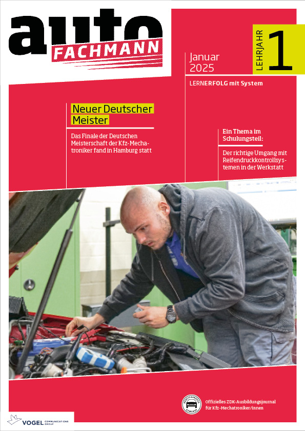 autoFACHMANN 06/2025 Lehrjahr 1 Titelseite Magazin autoFACHMANN Januar 2025 1. Lehrjahr