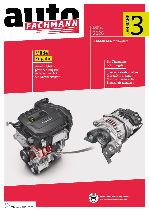 autoFACHMANN 8/2026 Lehrjahr 3 Titelseite Magazin autoFACHMAN März 2026 3. Lehrjahr