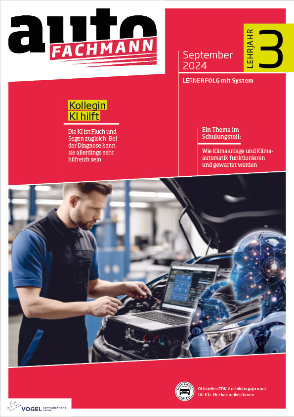 autoFACHMANN 02/2024 Lehrjahr 3 Titelseite Magazin autoFACHMANN September 2024 3. Lehrjahr