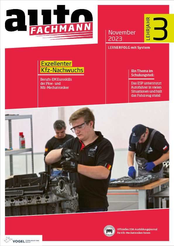 autoFACHMANN 4/2023 Lehrjahr 3 Titelseite Magazin autoFACHMANN Dezember 2023 3. Lehrjahr