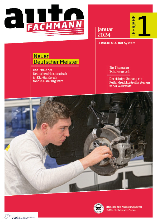 autoFACHMANN 6/2024 Lehrjahr 1 Titelseite Magazin autoFACHMANN Januar 2024 1. Lehrjahr